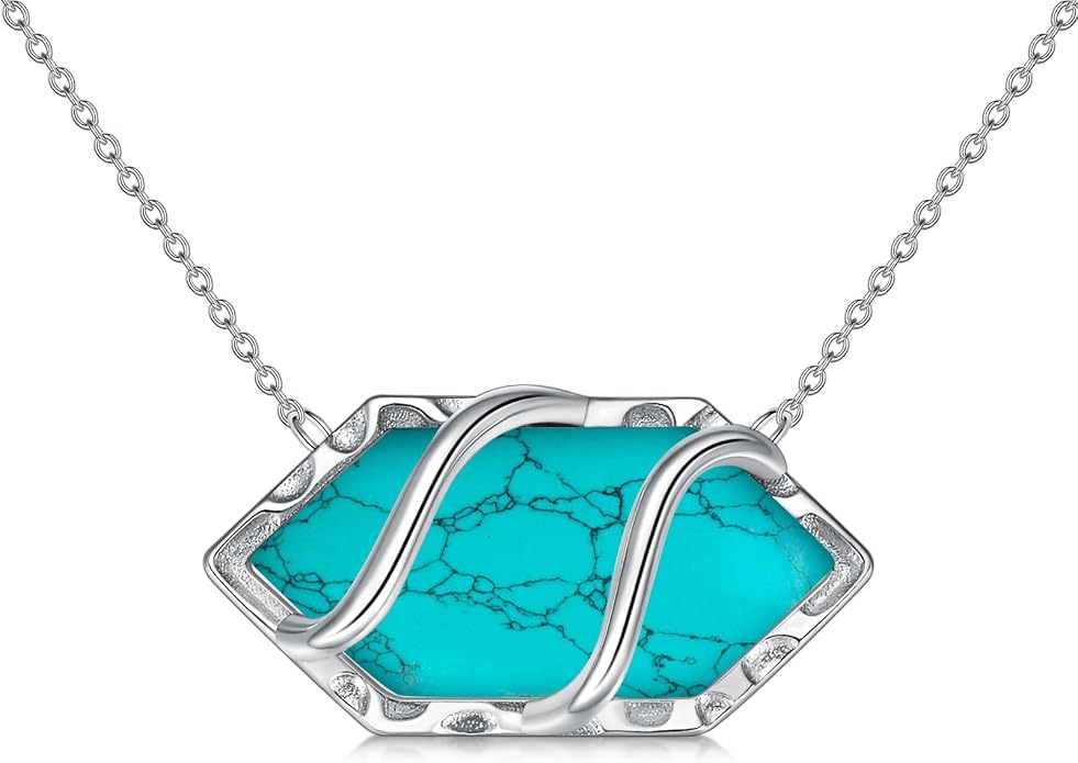HPQQ Teardrop Necklace 925 Sterling Silver Filigree Gemstone Pendant Necklace Fine Jewelry Birthday Mother's Day Gifts for Women Her Mom