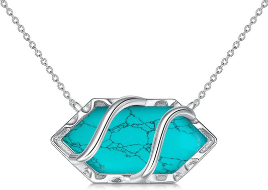 HPQQ Teardrop Necklace 925 Sterling Silver Filigree Gemstone Pendant Necklace Fine Jewelry Birthday Mother's Day Gifts for Women Her Mom