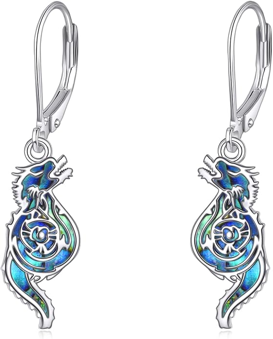 TIGER RIDER Abalone Shell 925 Sterling Silver Dangle Earrings Lightweight Filigree Dangle Drop Earrings for Women