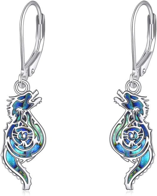 TIGER RIDER Abalone Shell 925 Sterling Silver Dangle Earrings Lightweight Filigree Dangle Drop Earrings for Women