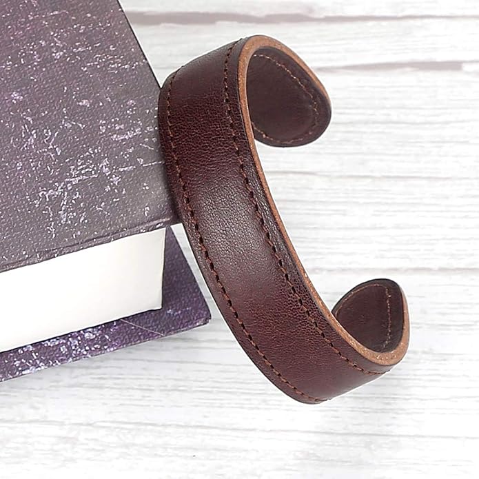 Mens Genuine Leather Bracelet - Handmade Adjustable Leather Cuff Bracelet punk Style leather wrap Wristband for Men