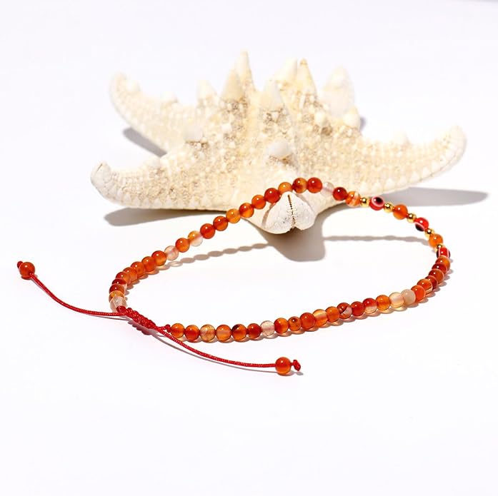 Evil Eye Ankle Bracelets for Women Beads Anklets Beach Accessiory Gemstone Healing Crystal Adjustable