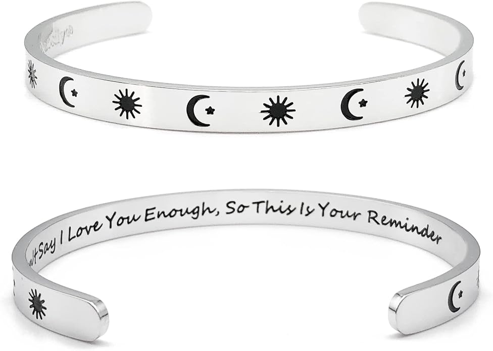 Dczosily Inspirational Bracelets for Women Stainless Steel Cuff Bracelet Engraved Jewelry Motivational Bangles Personalized Gifts for Best Friend/Mom