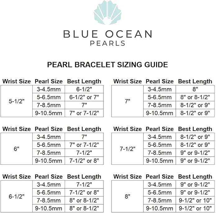 Blue Ocean Pearls Round Freshwater Cultured Pearl Bride & Bridesmaid 8" Stretch Strand Bracelet - Choice of Pearl Size and Color