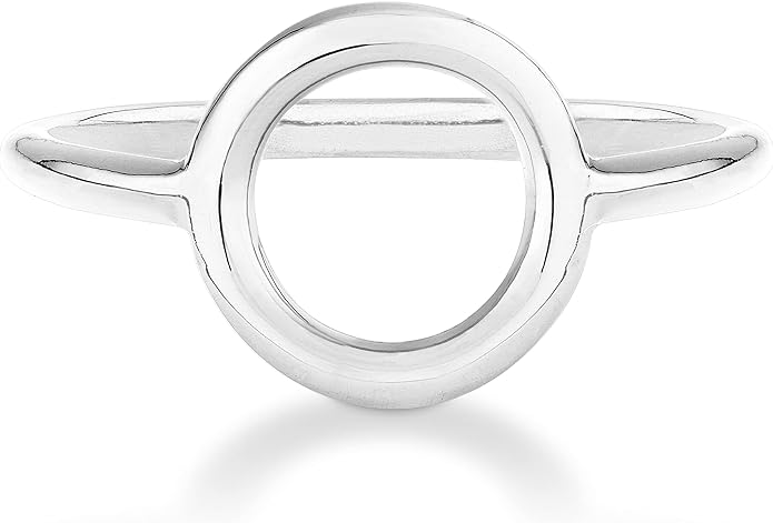 Miabella 925 Sterling Silver or 18K Gold Plated Open Circle Ring for Women Made in Italy