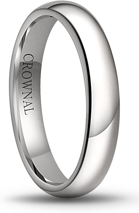 CROWNAL 1mm 2mm 3mm 4mm 5mm 6mm 7mm 8mm Tungsten White/Yellow Gold/Rose Gold Plated Wedding Band Ring Men Women Plain Dome Polished Comfort Fit