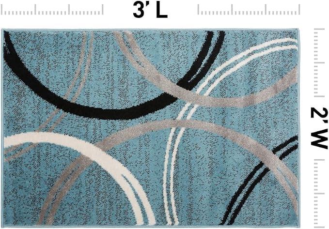 Rugshop Wavy Circles Modern Jute Backing Accent Area Rug Blue 2' x 3'