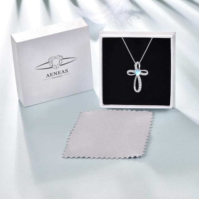 AENEAS Sterling Silver Cross Necklace for Women Birthstone Necklace Cross Necklace Birthstone Jewelry Gifts for Birthday Mothers Day