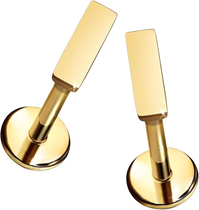 Cords Club Bar Flat Back Stud – ASTM-F136 Implant Grade Titanium - Push Pin Design for Sensitive Ears (Single Earring)