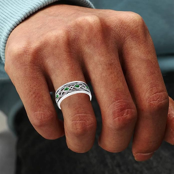 Claddagh Celtic Knot Band Rings for Men Women 925 Sterling Silver Irish Claddagh Promise Ring for Women Men