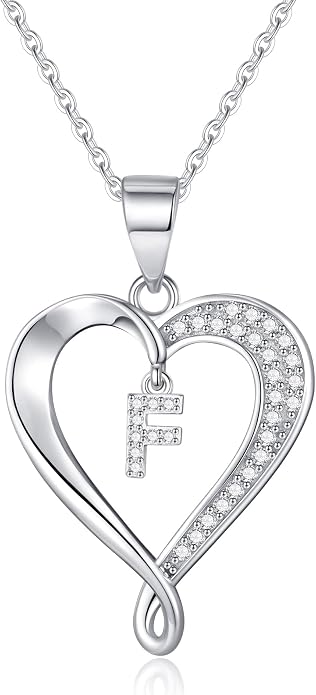 Infinity Heart Necklaces for Women, S925 Sterling Silver Initial Necklace Womens Jewelry Mothers Day Gifts Girls Valentines Gifts for Her Christmas Birthday Gifts for Women Mom Wife Girlfriend