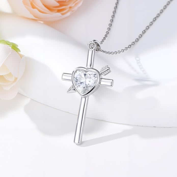 Cross Necklace for Women 925 Sterling Silver Crucifix Pendant Christian Cross Jewelry for Women Men
