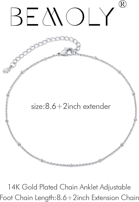Dainty Gold Double Layer Disc Anklet for Women, 14K Gold Plated Sequin Chain Foot Bracelet, 8.5"+2" Adjustable Delicate Stackable Ankle Bracelet, Minimalist Summer Beach Jewelry Gift for Her