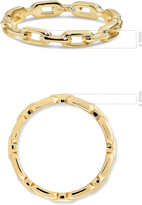 DEVATA Gold or Rhodium Plated Sterling Silver 925 – Eternity, Band Ring for Women – Heart, Knot, Clover, Infinity, Mariner, Cable, Curb, Cuban, Figaro, Daisy, Rope, Ribbed, Dome