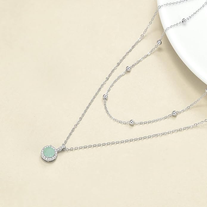 MONGAS Tree of Life/Infinity Cross/Lock and Key/Lotus/Hamsa/Horse/Strawberry/Opal/Lariat/Dragonfly/Heart/Violin Layered Necklace Sterling Silver for Women