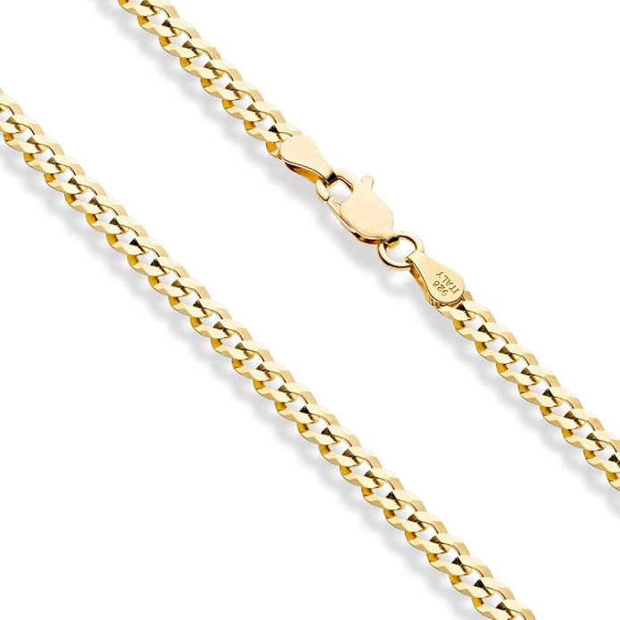Miabella Solid 925 Sterling Silver Italian 3.5mm Diamond Cut Cuban Link Curb Chain Anklet for Women, Made in Italy