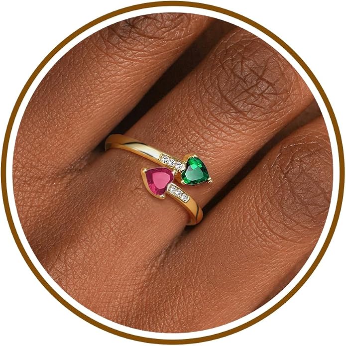 Btysun Mothers Day Gifts, Birthday Gifts for Women Non Tarnish Gold Rings Adjustable 1-12 Birthstone Rings Birthday Gift for Wife Mom Stocking Stuffers Promise Ring Anniversary Wedding Jewelry