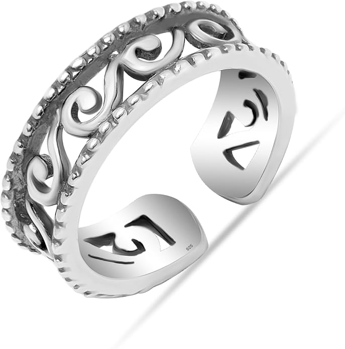 Charmsy 925 Sterling Silver Toe Rings for Women | Minimalist Open Adjustable Toe-Rings Band | Women's Cuff Toe Ring Summer Beach Foot Jewelry