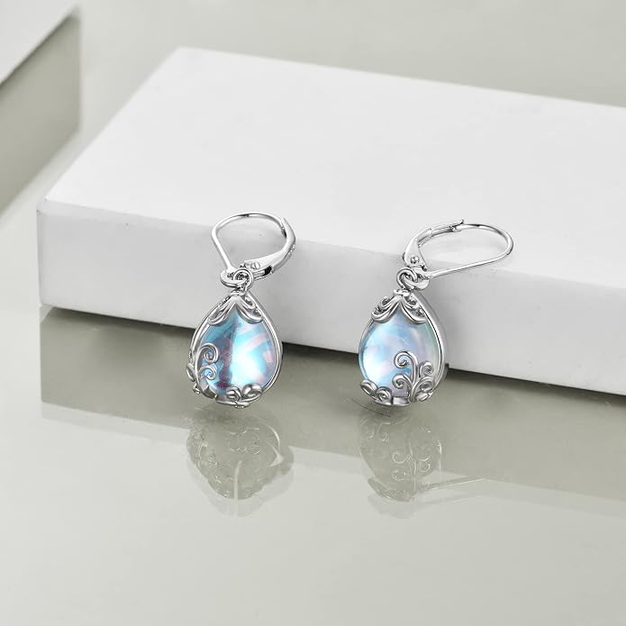 POPLYKE Celtic Filigree Teardrop Drop Dangle Earrings Sterling Silver Leverback Earrings Jewelry for Women