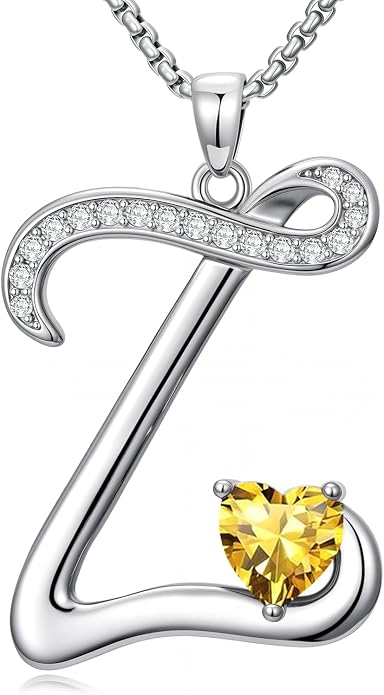 Birthday Gifts for Women Alphabet A to Z Initial Birthstone Pendant Necklaces for Women - 18k White Gold Plated Personalized Name Jewelry Anniversary Graduation Gifts for Wife Her Daughter Girlfriend(with Gift Box)