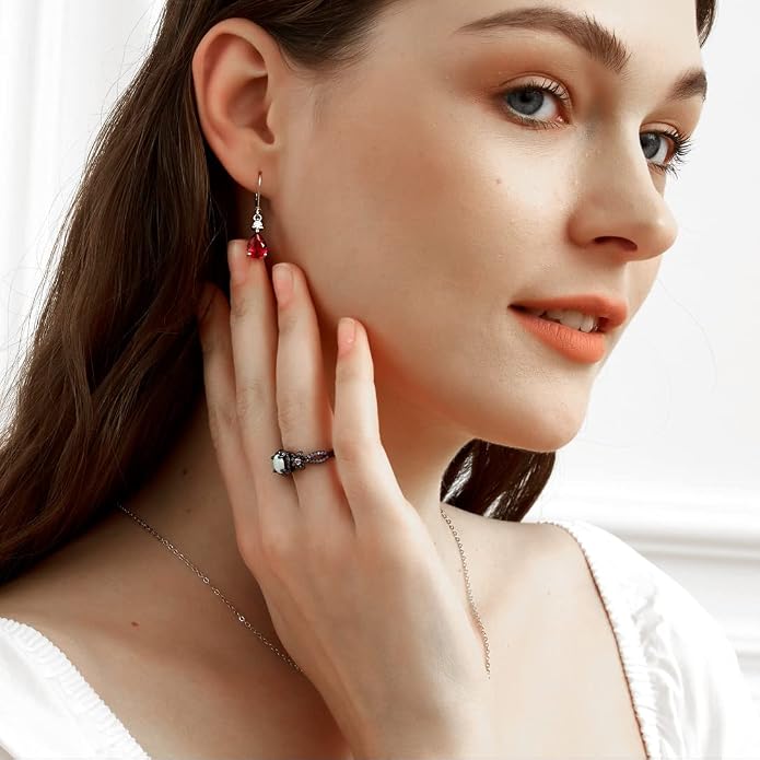 925 Sterling Silver Blue Topaz/Amethyst/Rainbow Quartz CZ Teardrop Leverback Earrings Drop Dangly Gemstone Earings Hypoallergenic Birthday Jewelry Gifts for Women