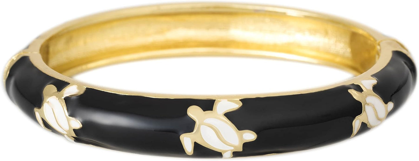 Hawaiian Turtle Hinged Clasp Fashion Enamel Bangle Bracelet