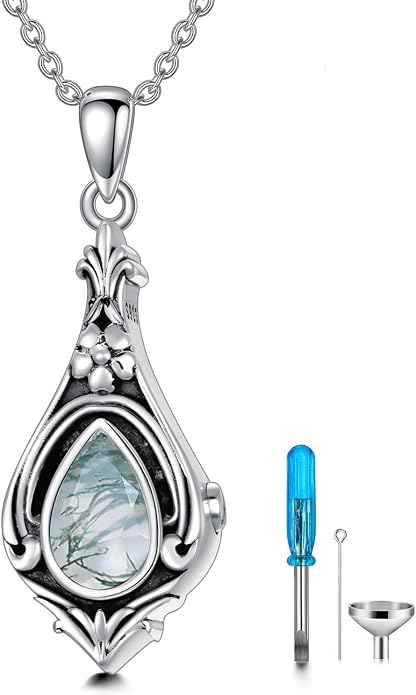 Seiyang Urn Necklace for Ashes 925 Sterling Silver with Birthstone Cremation Jewelry Keepsake Ashes Pendant Necklace Memorial Jewelry for Women Loved One