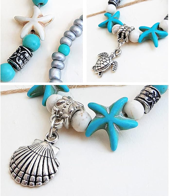 Suyi 5pcs Ankle Bracelets for Women Layered Beach Adjustable Anklets Boho Chain Anklet Foot Jewelry
