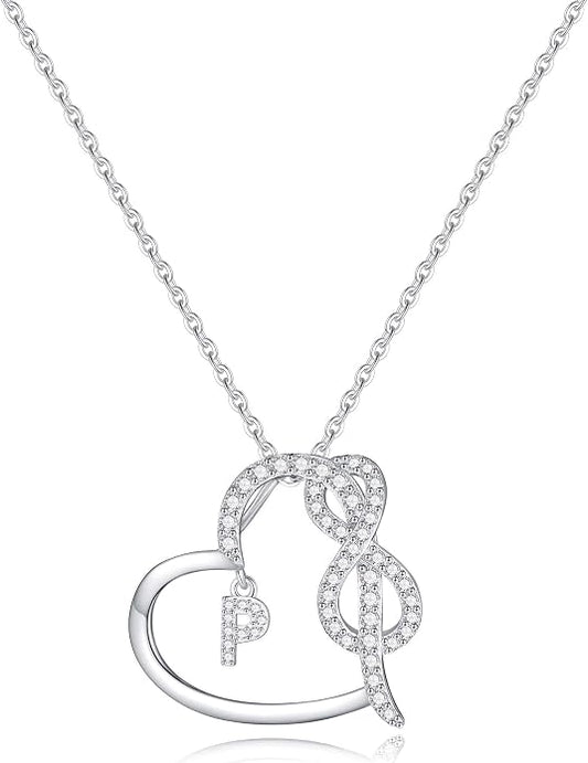 Infinity Heart Necklaces for Women, S925 Sterling Silver Initial Necklace Womens Jewelry Mothers Day Gifts Girls Valentines Gifts for Her Christmas Birthday Gifts for Women Mom Wife Girlfriend