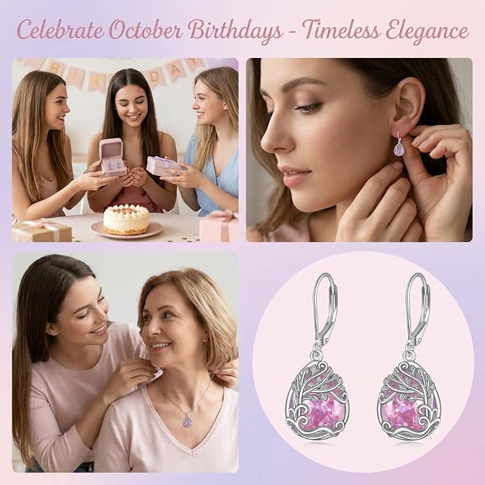 Teardrop Tree of Life/Filigree Earrings for Women Dangle Leverback Earrings Jewelry Gift Anniversary For Her