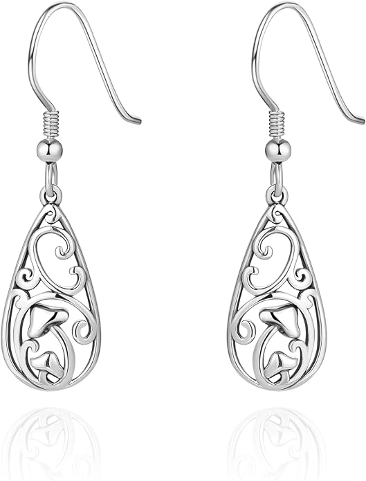 Sterling Silver Abalone Shell Filigree Dangle Drop Earrings Bohemia Jewelry Gift for Women Mother Mom