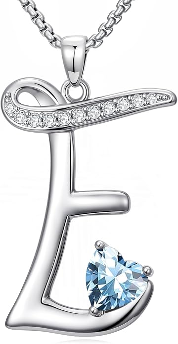 Birthday Gifts for Women Alphabet A to Z Initial Birthstone Pendant Necklaces for Women - 18k White Gold Plated Personalized Name Jewelry Anniversary Graduation Gifts for Wife Her Daughter Girlfriend(with Gift Box)
