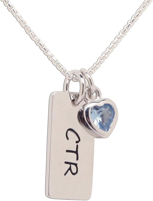 Cherished Moments Girl's .925 Sterling Silver CTR Bar Necklace with Simulated Birthstone Heart Charm