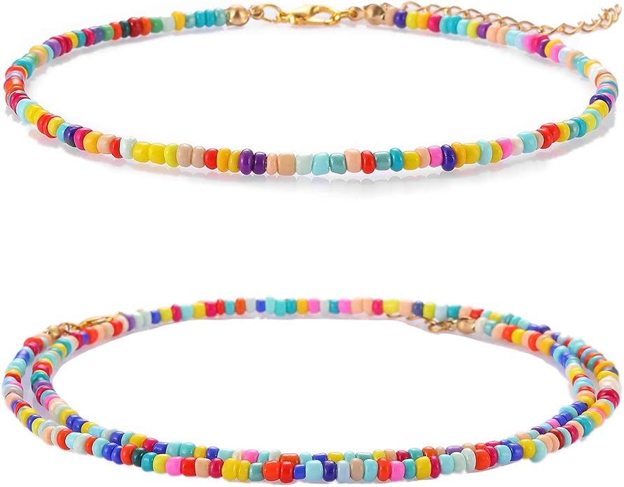 Starain Small Bead Anklets for Women Beach Foot Ankle Bracelet Cute Colorful Boho Beaded Anklets 8 inches