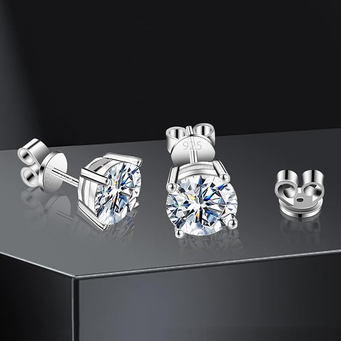 Moissanite Stud Earrings GRA 925 Sterling Silver Earrings for Men 18K White Gold Plating Earrings for Women,wedding earrings(0.3Ct-4Ct)