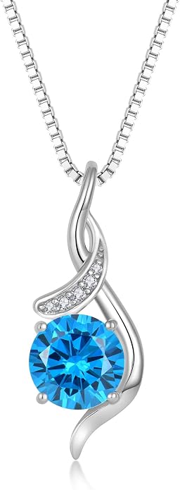 Women‘s Birthstone Pendant Necklace S925 Sterling Silver Imitation Diamond Infinity Necklace Jewelry Gift for Her