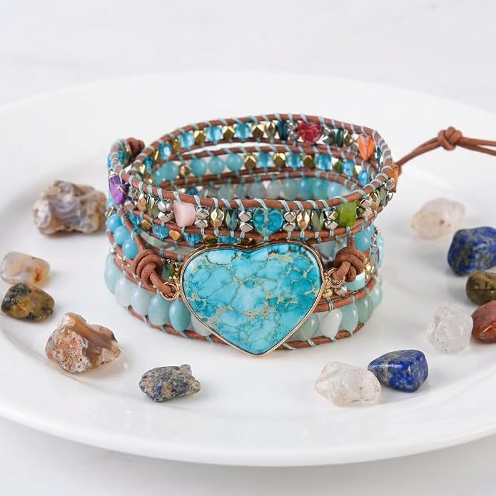 YGLINE Natural Stone Bracelet 3 Wraps Bracelet Handmade Boho Bracelet for Women Bracelet