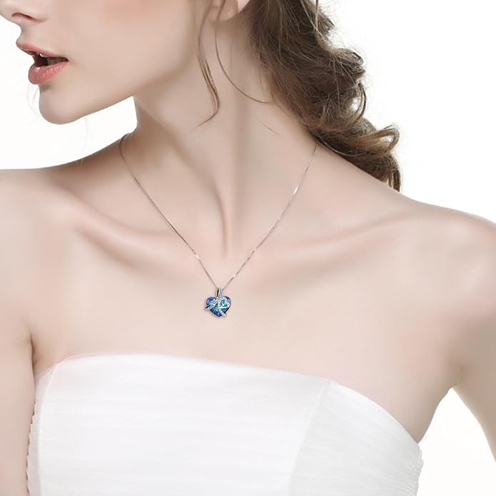 AOBOCO I Love You Forever Necklace 925 Sterling Silver with Crystals from Austria Anniversary Birthday Gifts for Women Mothers Day Gift