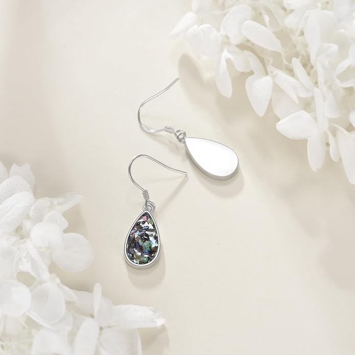 AOBOCO Teardrop Dangle Earrings for Women 925 Sterling Silver Moonstone Flower Filigree Leverback Jewelry Birthday