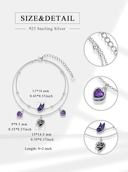 Ankle Bracelets for Women, 925 Sterling Silver Infinity/Heart/Pineapple/Butterfly/Turtle/Evil Eye/Sand Dollar Anklets Waterproof, Christmas Birthday Bracelet Anklets Jewelry Gift Adjustable