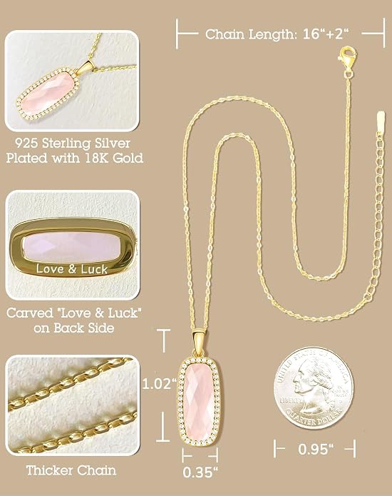 Natural Gemstone New Beginnings Birthday Graduation Gifts 925 Silver Jewelry Plated with 18K Gold Protection Necklace for Women