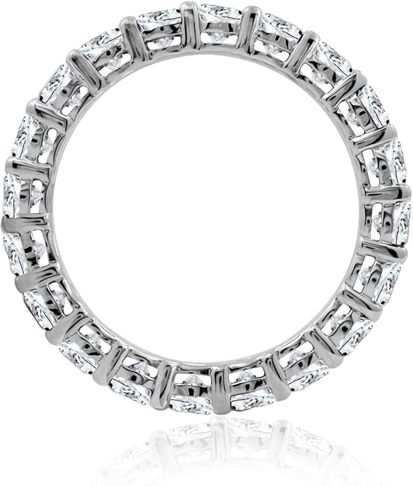 Amazon Essentials Platinum or Gold Plated Sterling Silver All-Around Band Ring set with Round Infinite Elements Cubic Zirconia