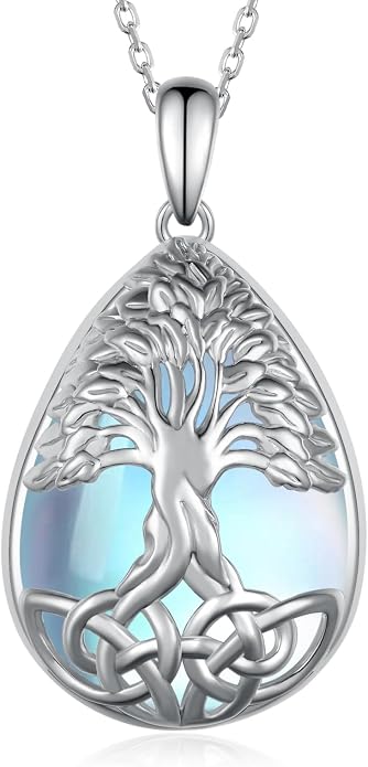 Teardrop Moonstone/Turquoise Necklace for Women 925 Sterling Silver Cage Filigree Necklaces Anniversary Birthday Jewelry Gift for Women