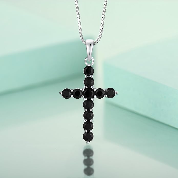 STARCHENIE Cross Necklace Sterling Silver Crucifix Pendant Gemstones Jewelry for Women