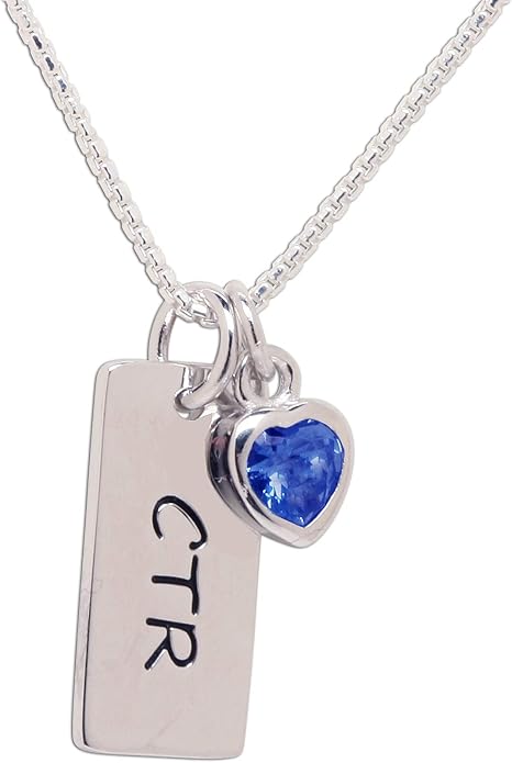 Cherished Moments Girl's .925 Sterling Silver CTR Bar Necklace with Simulated Birthstone Heart Charm