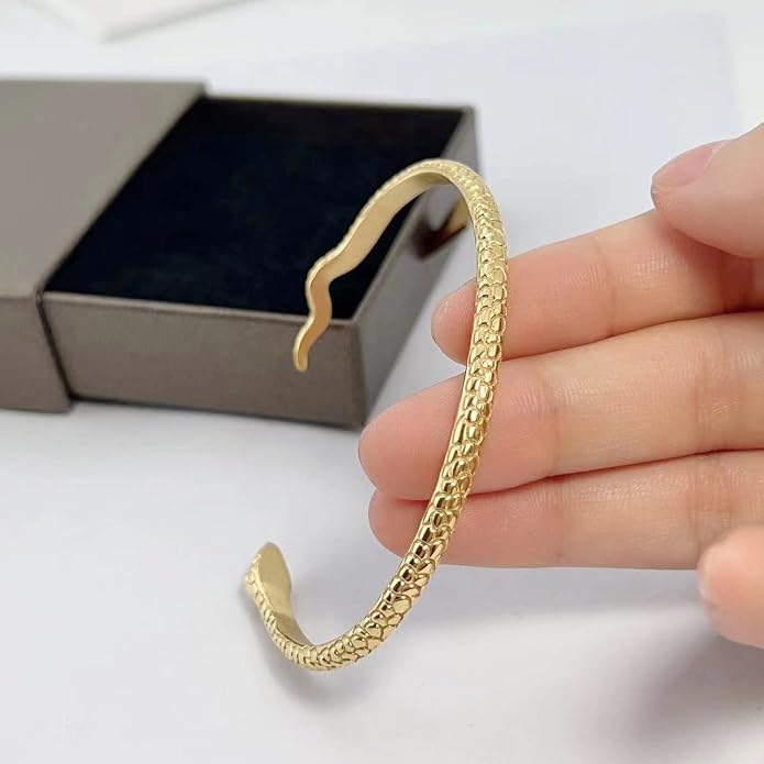 14K Gold Bracelets for Women Snake Cuff Bracelet for Women Open Bangles Bracelets for Women Friendship Gift