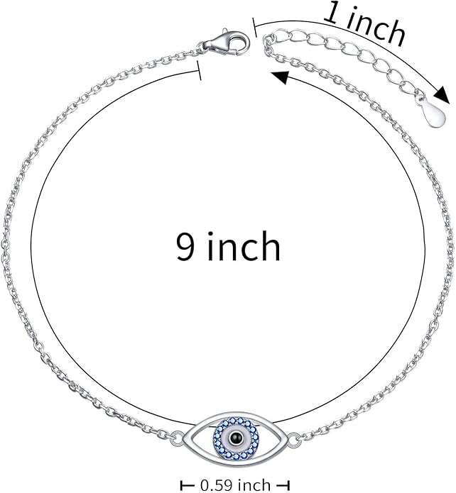 Alphm Anklet for Women S925 Sterling Silver Adjustable Foot Evil Eye Starfish Heart Bead Butterfly Celtic Knot Cross Multilayer Layered Ankle Bracelet Jewelry