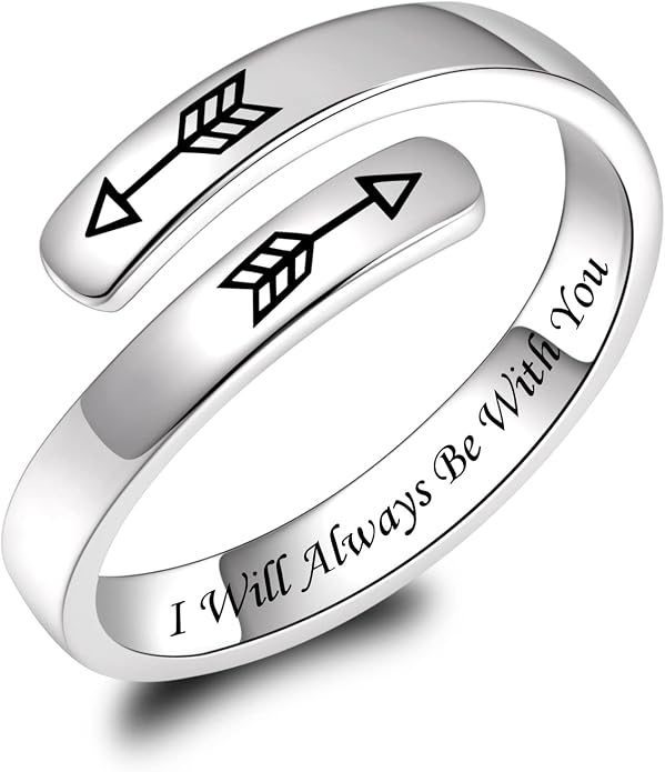 BEILIN 925 Sterling Silver Inspirational Jewelry Rings Adjustable Ring Personality Encouragement Gift for Teens Women