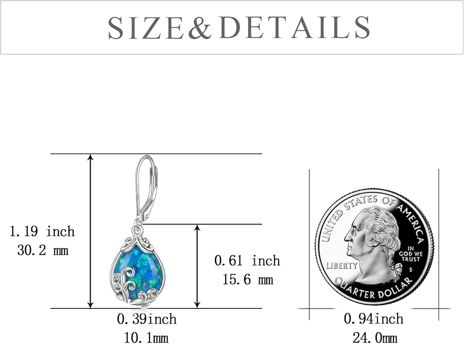 POPLYKE Celtic Filigree Teardrop Drop Dangle Earrings Sterling Silver Leverback Earrings Jewelry for Women