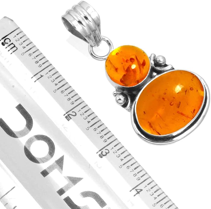 Handmade Genuine 925 Sterling Silver Pendant Necklace Natural Gemstone Crystal, Lapis, Onyx, Amber Oval Round Boho Jewelry For Women